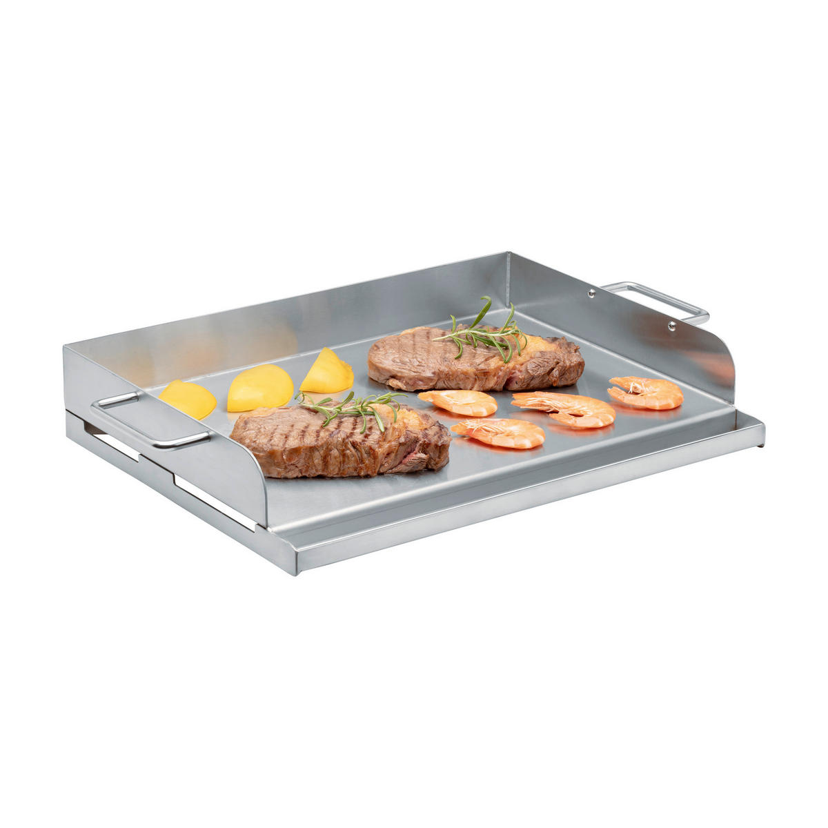 GRILLPLATTE - Edelstahlfarben, Basics, Metall (46,5/33,5/8cm) - CHEF CUISINE