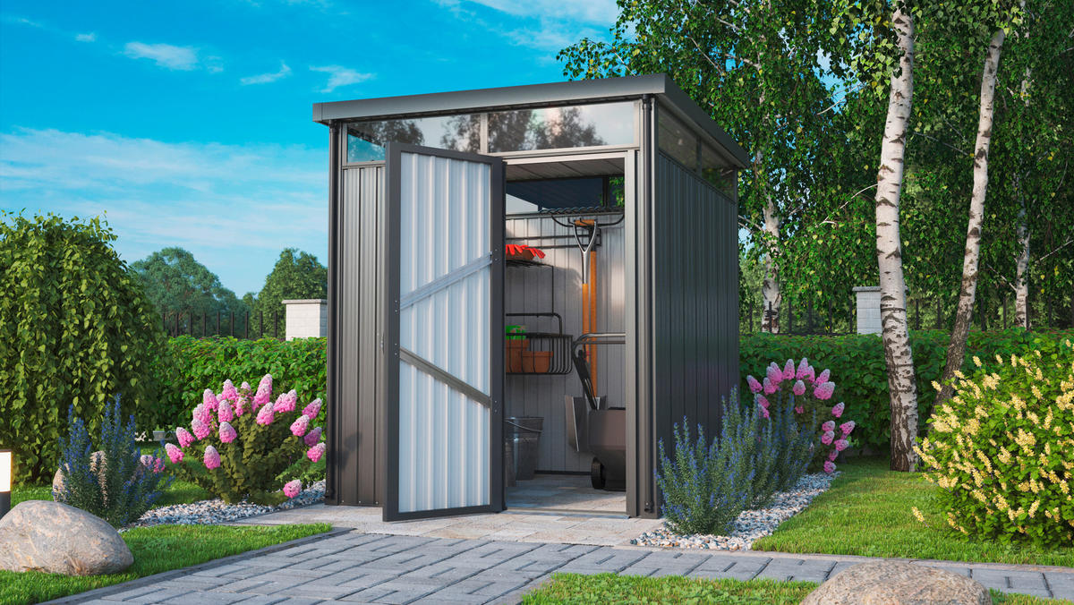 GERÄTEHAUS 204/226/245 cm  - Anthrazit, Basics, Metall (204/226/245cm)