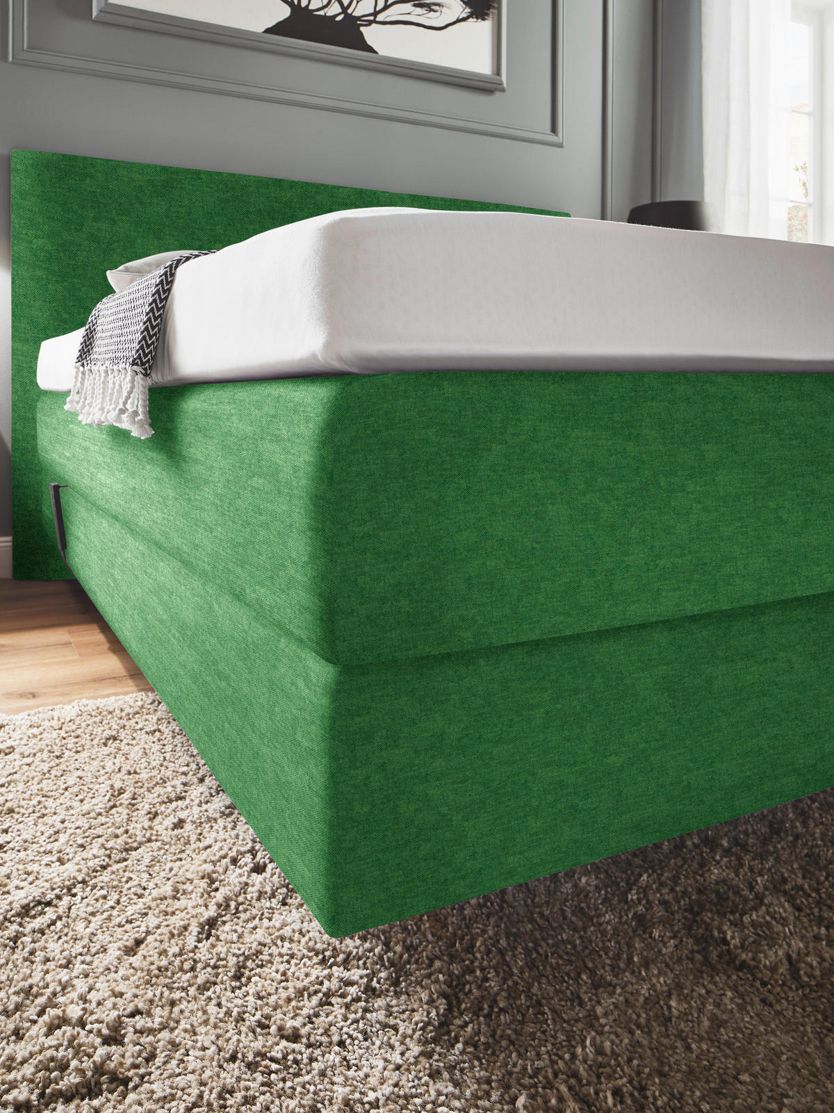 BOXSPRINGBETT 160/200 cm  in Grün  - Grün, KONVENTIONELL, Holz/Textil (160/200cm) - Dieter Knoll