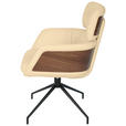 ARMLEHNSTUHL  Lederauswahl, Wippfunktion, Sitzfläche 360° drehbar, automatische Rückholfunktion  Echtleder  - Beige/Walnussfarben, Design, Leder/Holz (62/92/66cm) - Dieter Knoll