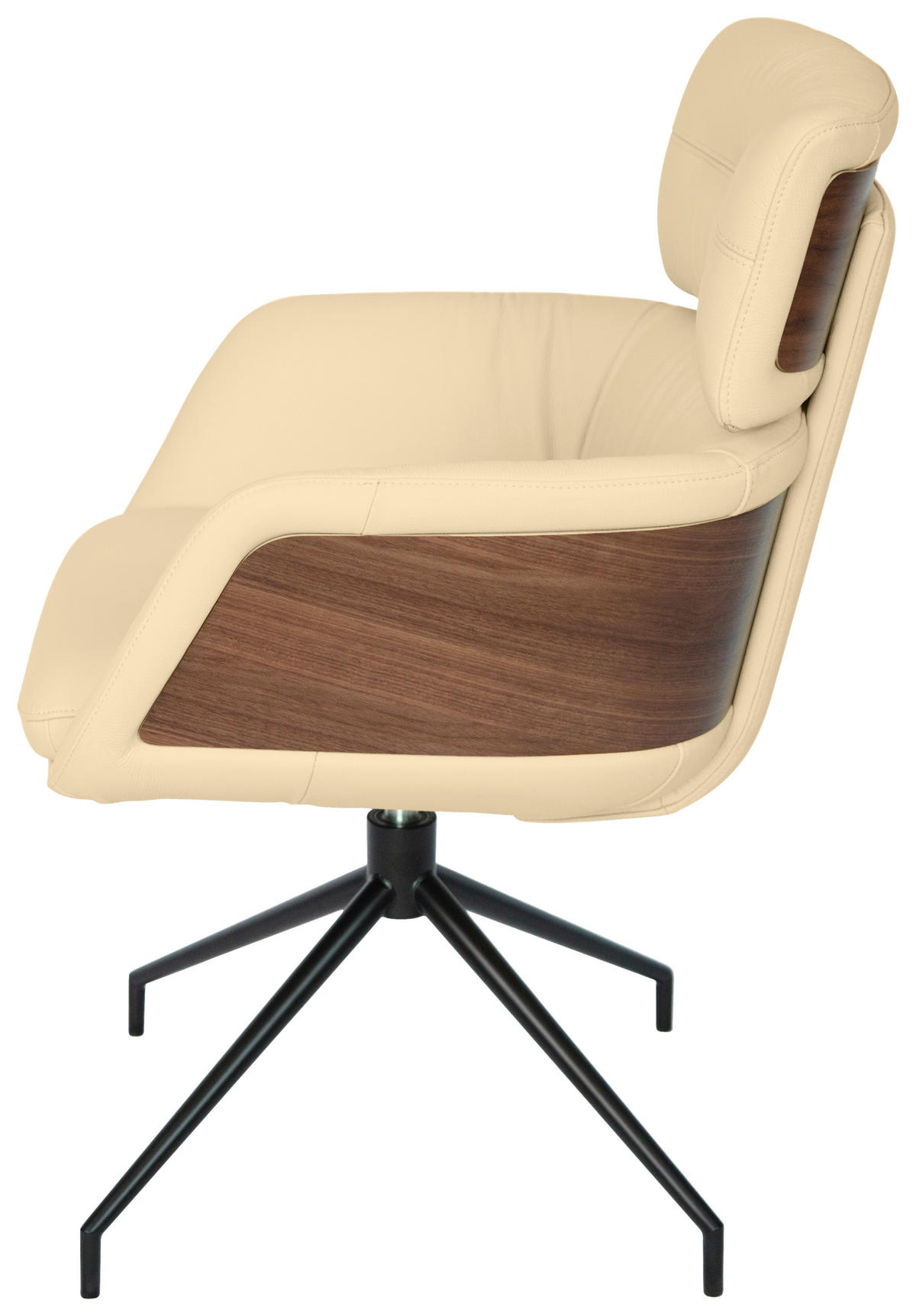 ARMLEHNSTUHL  in Eisen Echtleder pigmentiert  - Beige/Walnussfarben, Design, Leder/Holz (62/92/66cm) - Dieter Knoll