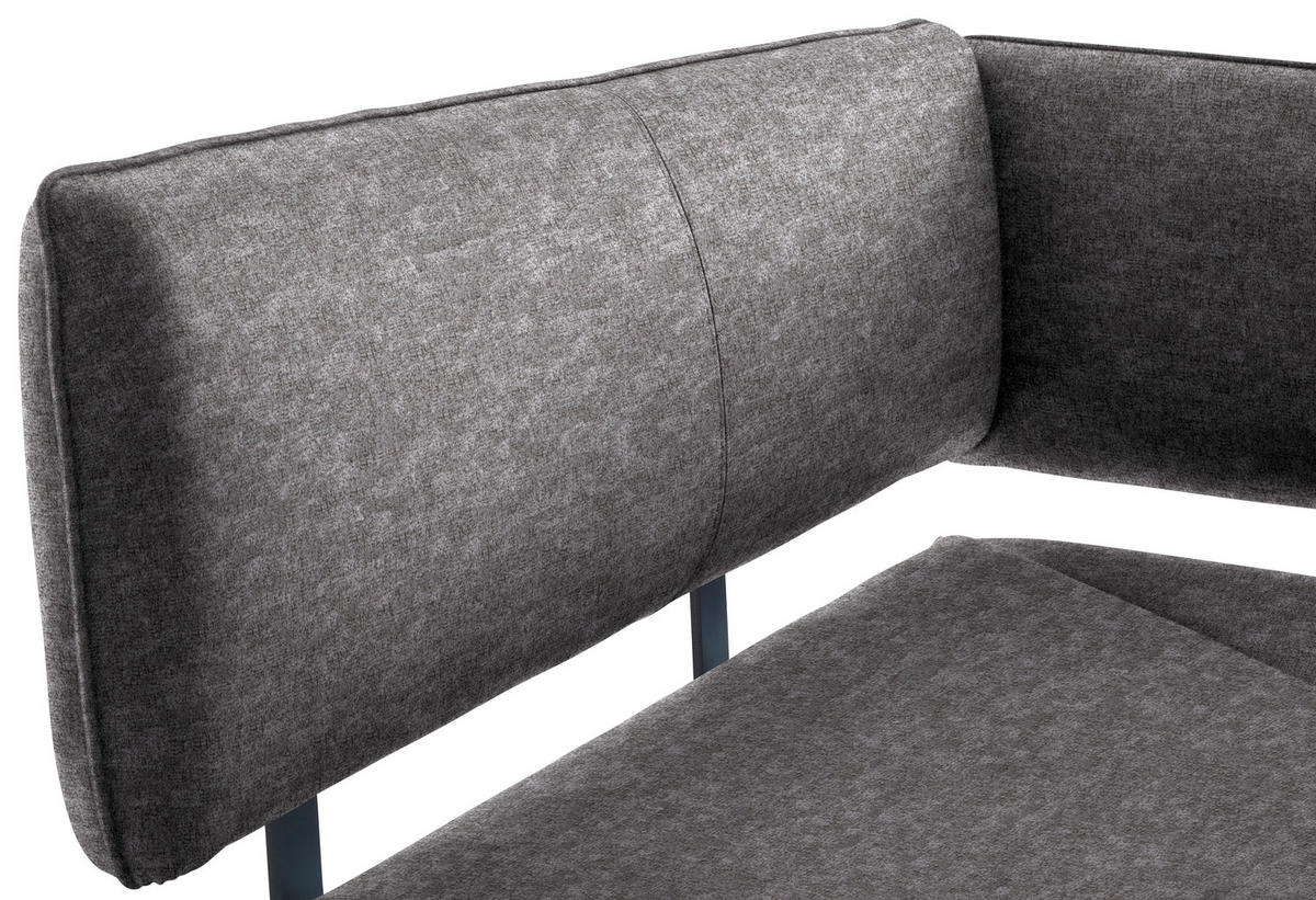 ECKBANK in Metall, Textil Grau, Schwarz  - Schwarz/Grau, Modern, Textil/Metall (165/205cm) - Cantus