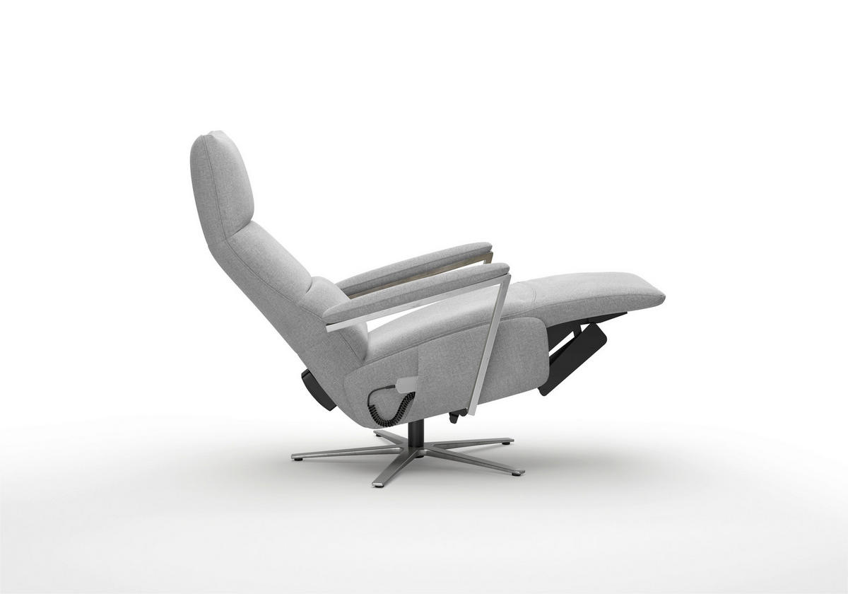 RELAXSESSEL TV VARIO COMFORT E L3 Flachgewebe Kopfteilverstellung, Rücken echt    - Silberfarben/Hellgrau, Basics, Textil/Metall (70/128/85cm) - Sit & More