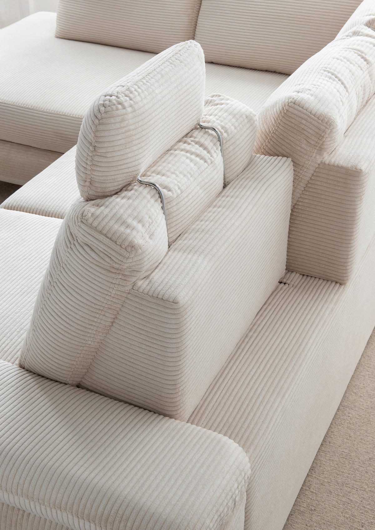 ECKSCHLAFSOFA in Cord Beige  - Wildeiche/Beige, Modern, Holz/Textil (206/261cm) - Livetastic