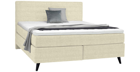 BOXSPRINGBETT 180/200 cm in Beige - Beige/Schwarz, KONVENTIONELL, Holz/Textil (180/200cm) - Voleo
