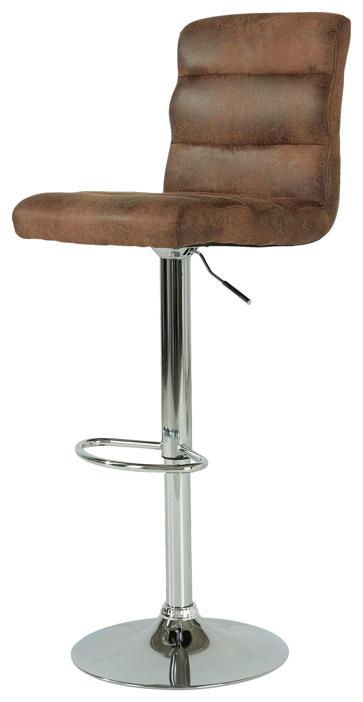 BARHOCKER-SET Lederlook Braun Stahl Sitzfläche 360° drehbar  - Chromfarben/Braun, MODERN, Textil/Metall (42/98-120/51cm) - MID.YOU