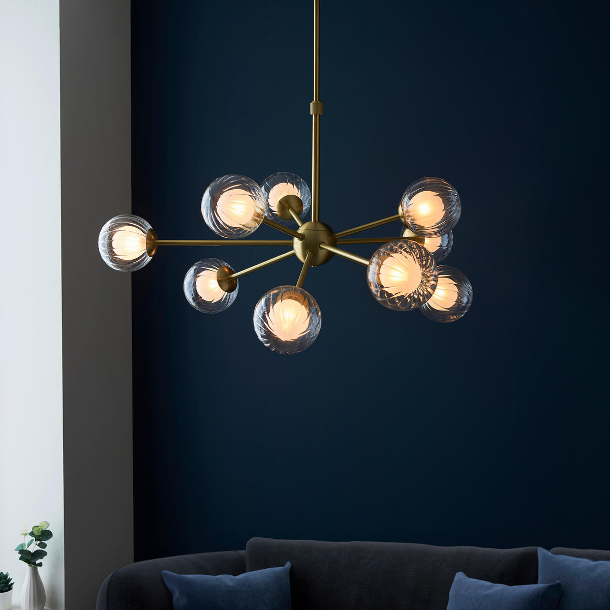 DECKENLEUCHTE  92/68.5 cm    - Klar/Messingfarben, KONVENTIONELL, Glas (92/68.5cm) - ENDON