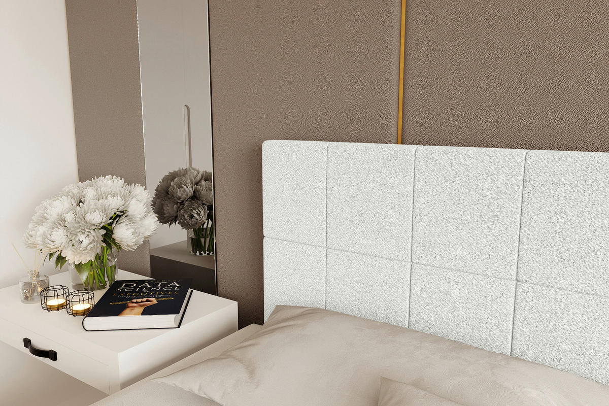 BOXBETT 140/200 cm,  in Creme, Topper, Matratzen, Bettschubladen, H3 = fest  - Creme/Schwarz, KONVENTIONELL, Kunststoff/Textil (140/200cm) - Boxxx