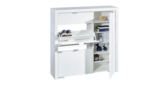 SCHUHSCHRANK - Silberfarben/Weiß, Design, Holzwerkstoff/Metall (102/101/28cm) - Voleo