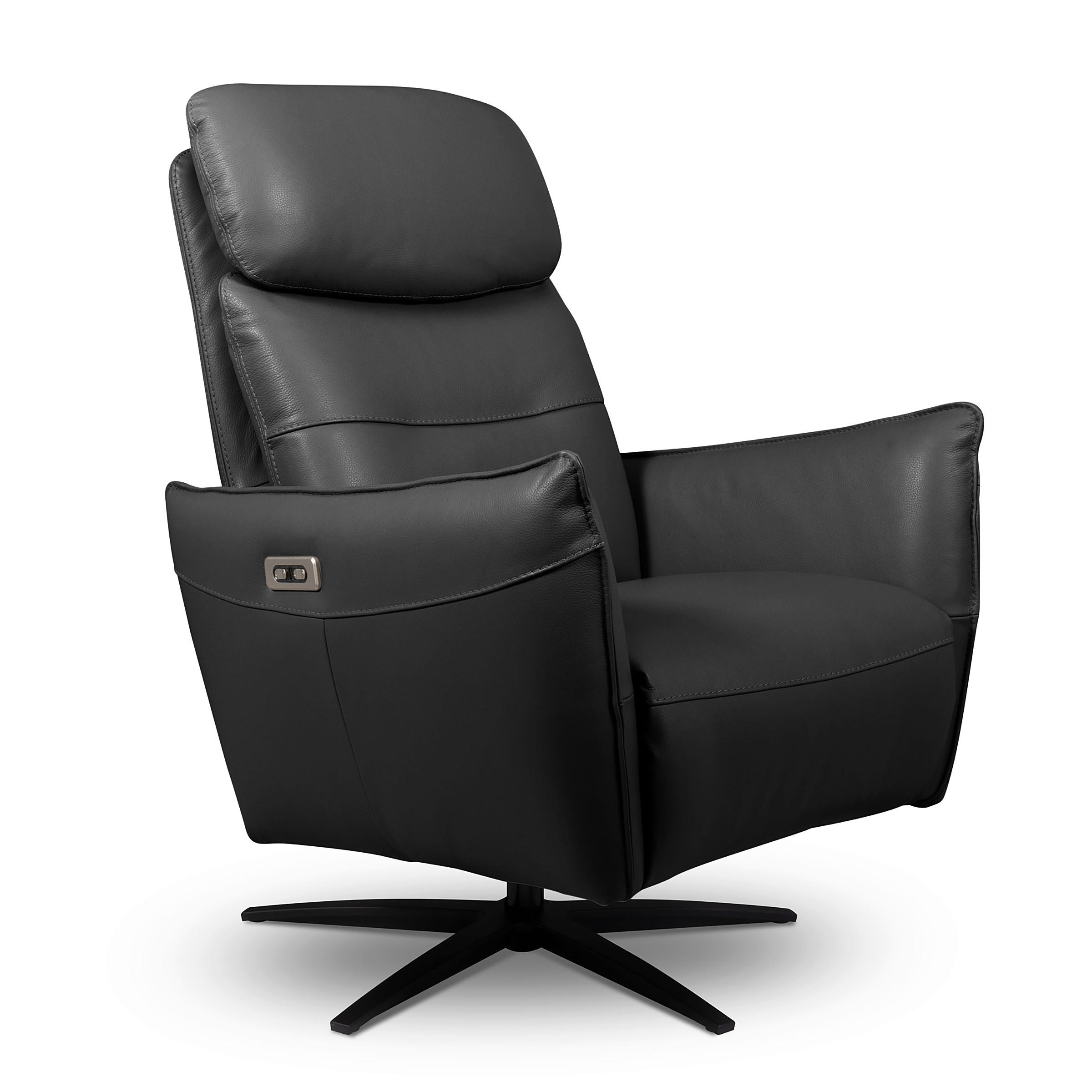 RELAXSESSEL Leder Schwarz  - Schwarz, Design, Leder/Metall (77/107/88cm) - Livetastic