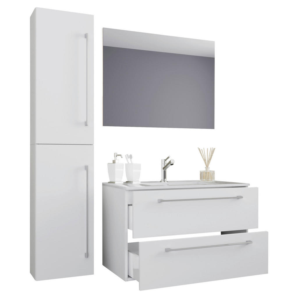 Badmöbel-set 4-tlg. Hängend Badinos B: 81 Cm Weiß