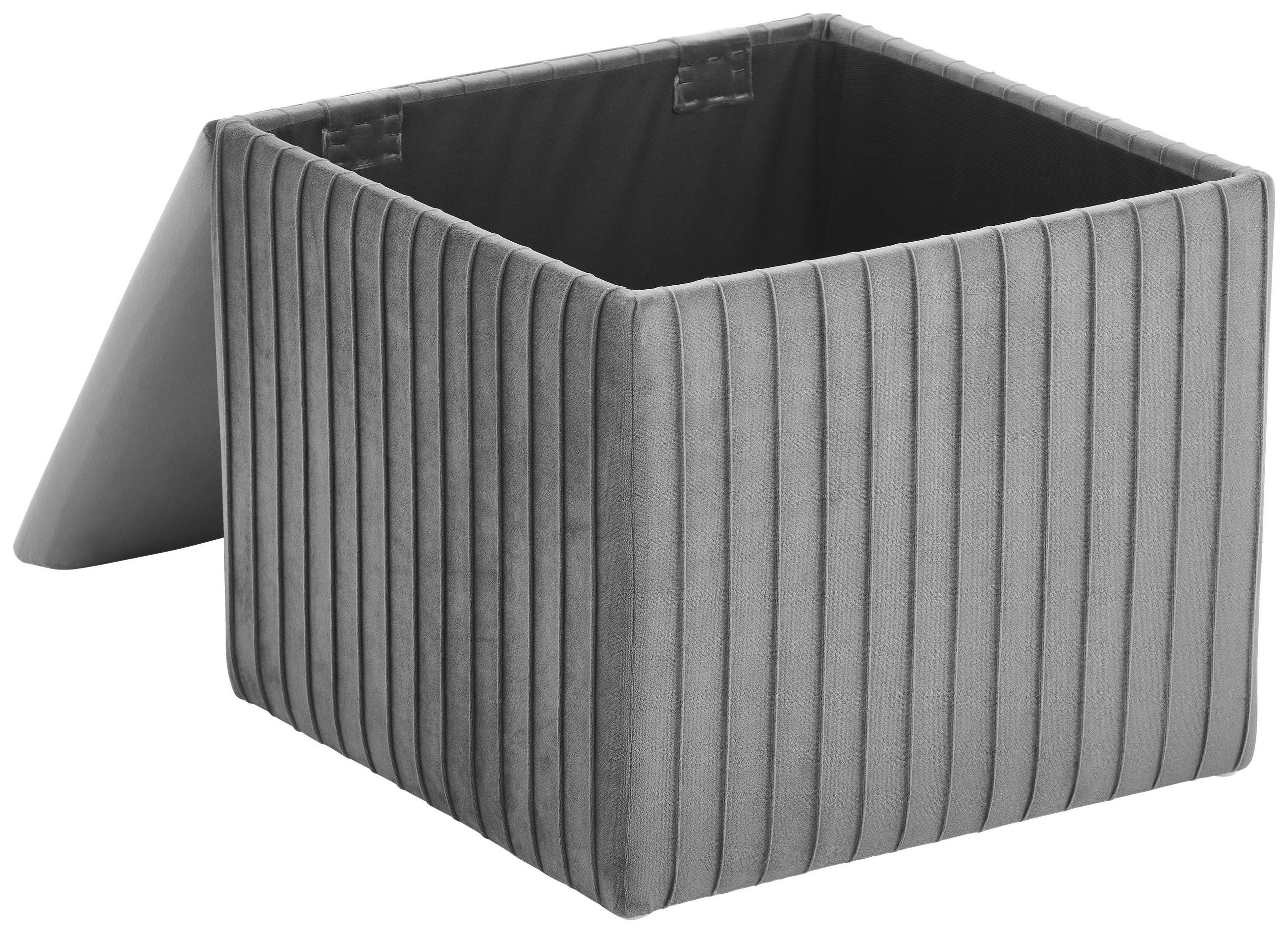 TABURET CU SPAȚIU DEPOZITARE in  - gri, Trend, lemn/textil (45/40/45cm) - Xora