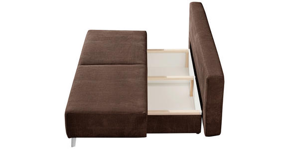 SCHLAFSOFA Cord Braun  - Braun, MODERN, Textil/Metall (193/85/88cm) - Novel