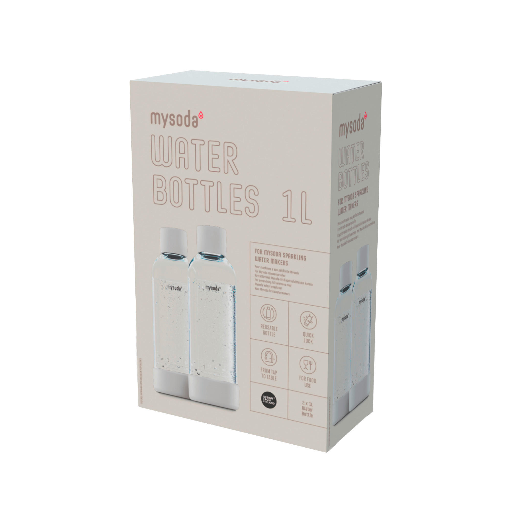 WASSERSPRUDLER-FLASCHE 2er Pack 1,0ltr.  - Weiß, Basics, Naturmaterialien/Kunststoff (8.7/26.7cm) - mysoda