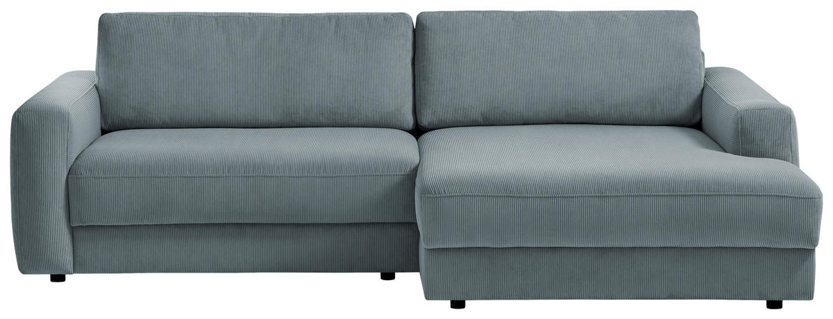 ECKSOFA BOURBON Blaugrau Cord  - Blaugrau/Schwarz, MODERN, Textil (250/176cm) - Trendmanufaktur