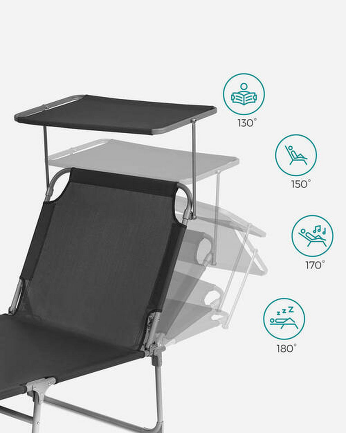 SONNENLIEGE 53/29,5/193 cm  - Grau, Basics, Textil/Metall (53/29,5/193cm) - Modante