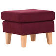 HOCKER in Textil Dunkelrot  - Eichefarben/Dunkelrot, Design, Holz/Textil (55/44/55cm) - Carryhome