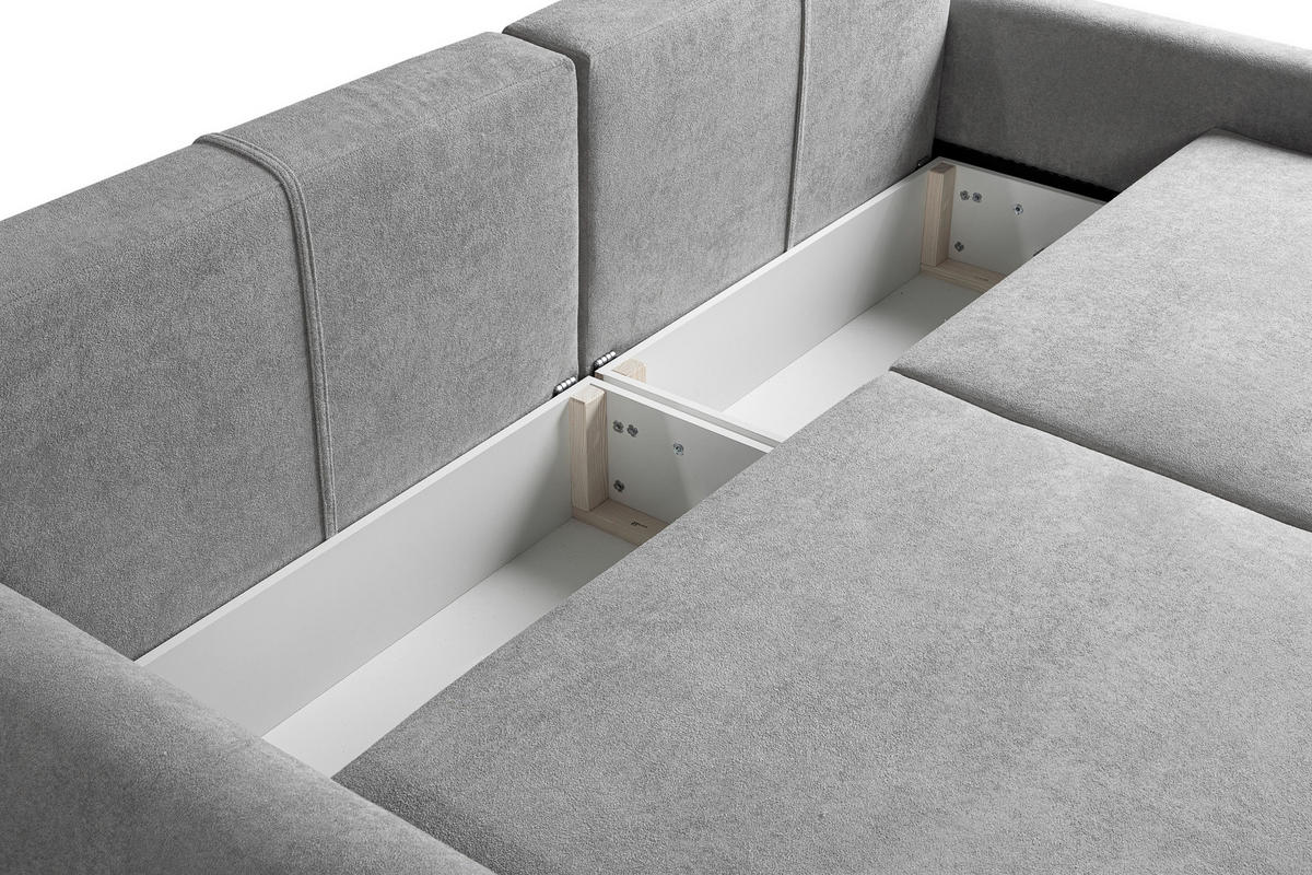 SCHLAFSOFA ALMI  mit Liegefunktion Bouclé Grau  - Schwarz/Grau, Design, Holz/Holzwerkstoff (260/100/80cm) - Livetastic