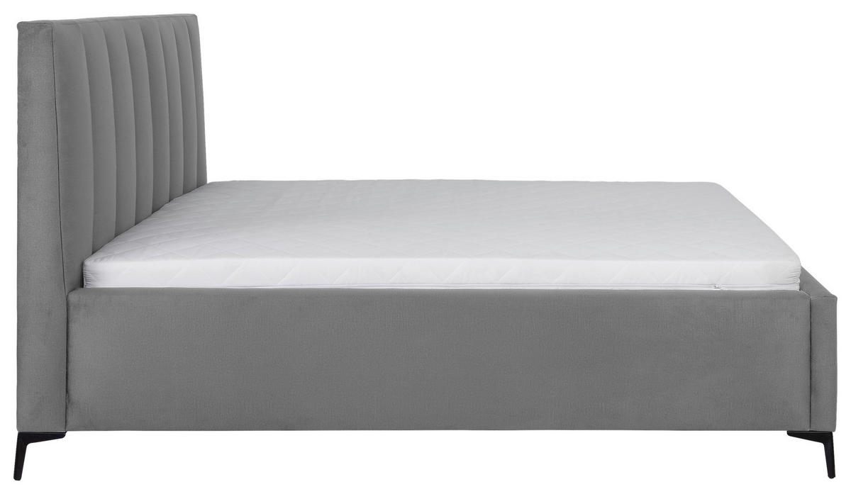 POLSTERBETT 180/200 cm, inkl. Lattenrost, Bettkasten,  in Grau  - Birkefarben/Schwarz, KONVENTIONELL, Holz/Textil (180/200cm) - Boxxx