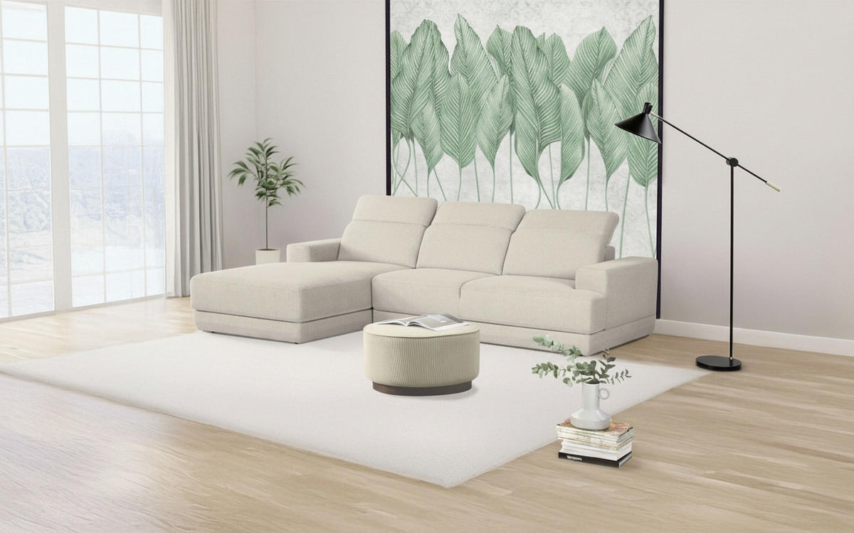 ECKSOFA  in Webstoff Beige  204/293 cm  - Beige/Schwarz, Design, Kunststoff/Textil (204/293cm) - MID.YOU