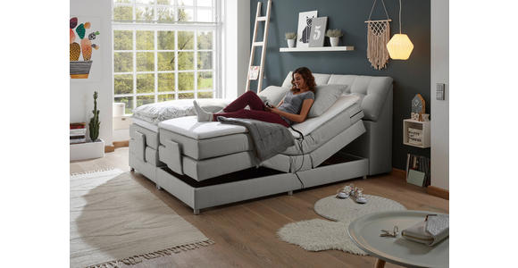 BOXSPRINGBETT CARPINO 2 - Silberfarben, Design, Kunststoff/Textil (180/200cm) - Esposa