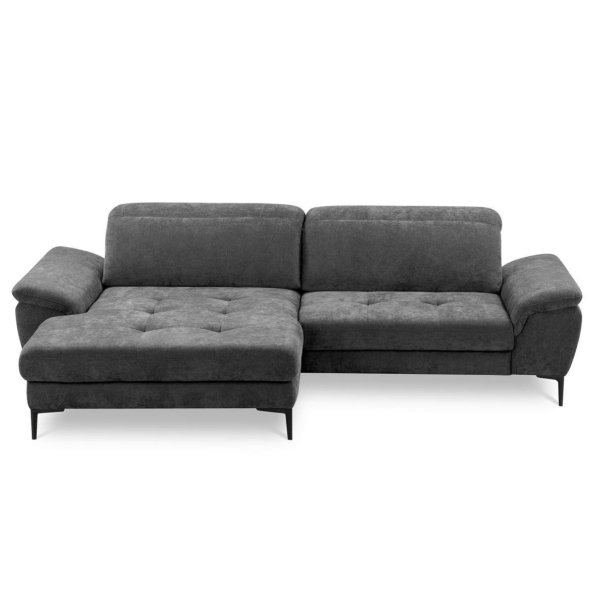 ECKSOFA  Webstoff Schwarz  - Schwarz, Design, Textil/Metall (195/268cm) - Livetastic