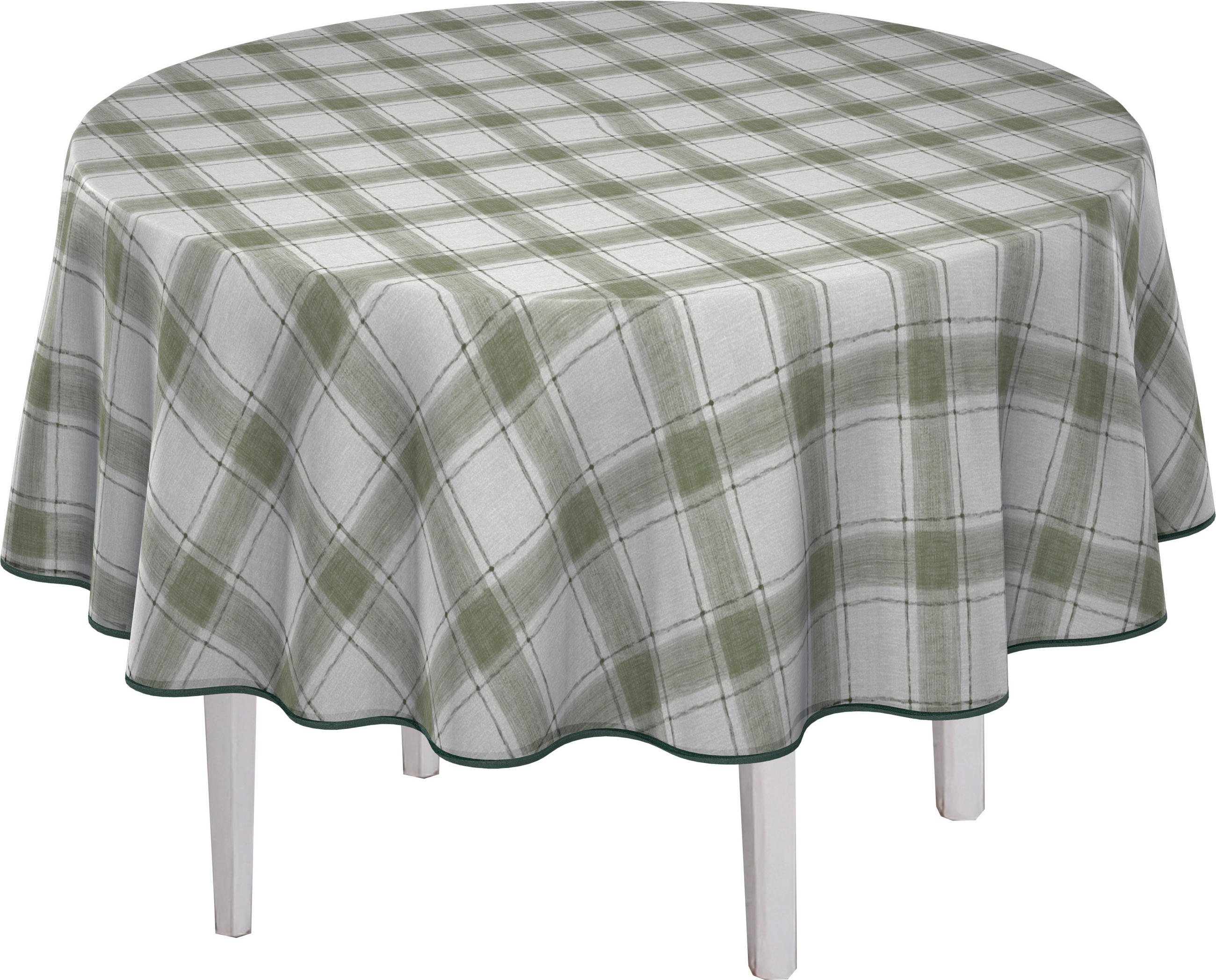 TISCHDECKE KARO 140 cm  - Grün, ROMANTIK / LANDHAUS, Textil (140cm) - Peyer Syntex