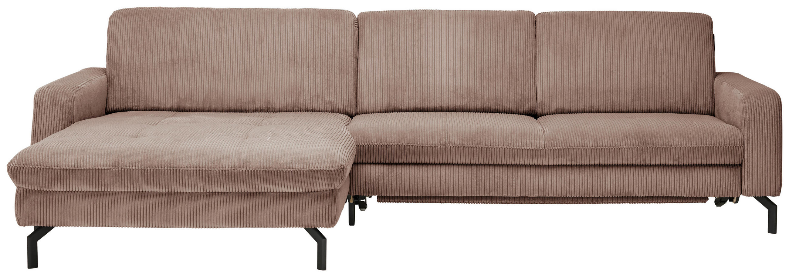 ECKSOFA Altrosa Cord  - Schwarz/Altrosa, Design, Textil/Metall (179/302cm) - Carryhome