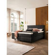 BOXSPRINGBETT 180/200 cm,  in Dunkelgrau, Matratze, Kissen, gepolstertes Kopfteil, Topper, H2 + H3 = mittel + fest  - Dunkelgrau/Schwarz, KONVENTIONELL, Holz/Textil (180/200cm) - Novel