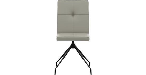 STUHL  Lederauswahl, Sitzfläche 180° drehbar  Echtleder  - Hellgrau, Design, Leder/Metall (45/96/58cm) - Moderano