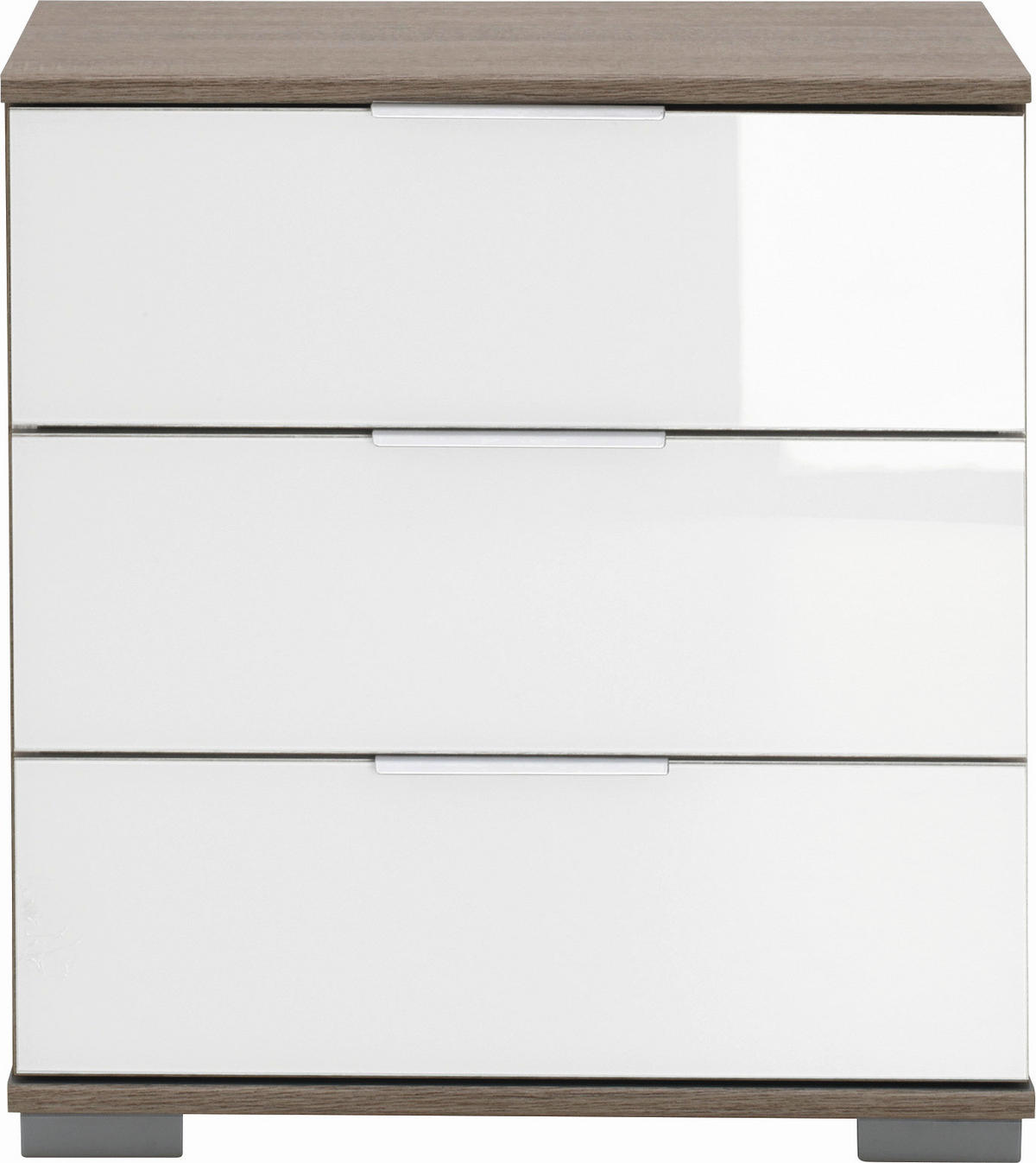 NOČNÝ STOLÍK, biela, farba duba, 52/58/38 cm - biela/farba duba, Design, kov/kompozitné drevo (52/58/38cm) - Carryhome