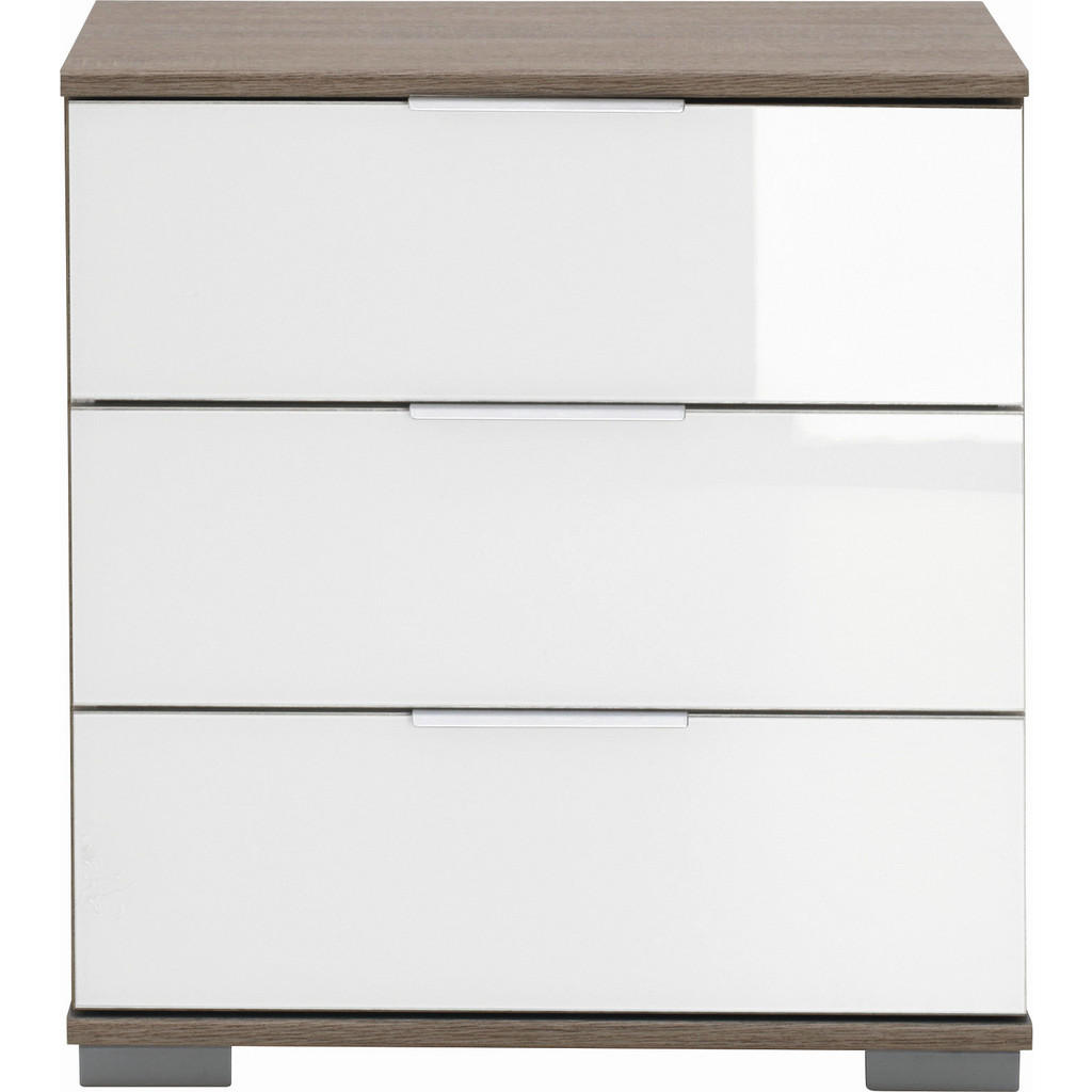 Carryhome NOČNÍ STOLEK, bílá, barvy dubu, 52/58/38 cm