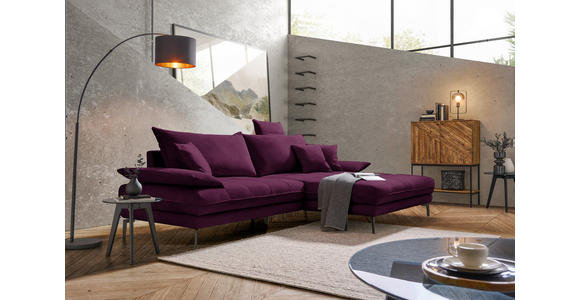 ECKSOFA in Mikrofaser Beere 292/176 cm - Beere/Schwarz, MODERN, Textil/Metall (292/176cm) - Carryhome