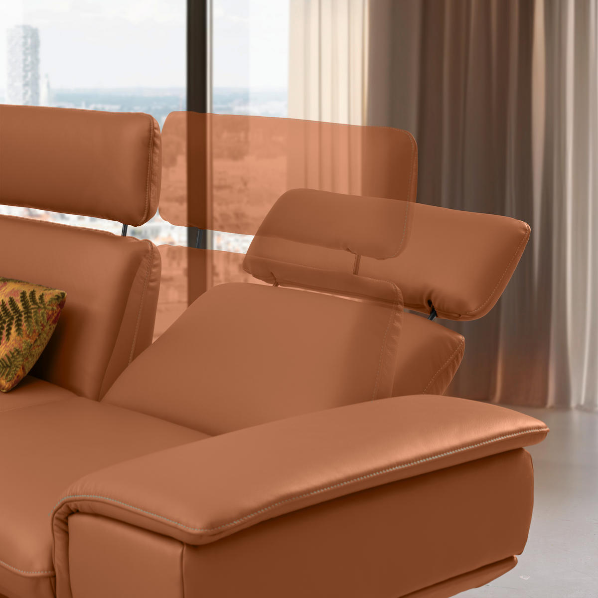 ECKSOFA in Echtleder Cognac  152/239 cm  - Cognac/Beige, Design, Leder/Metall (152/239cm) - Koinor