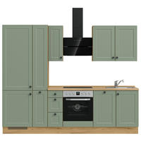 KÜCHENLEERBLOCK 270 cm   in Grün, Eichefarben  - Eichefarben/Schwarz, MODERN, Holzwerkstoff/Metall (270cm) - Nobilia