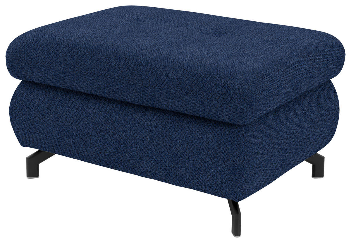 ECKSOFA in Chenille Dunkelblau  - Schwarz/Dunkelblau, Design, Textil/Metall (220/310cm) - Beldomo Style