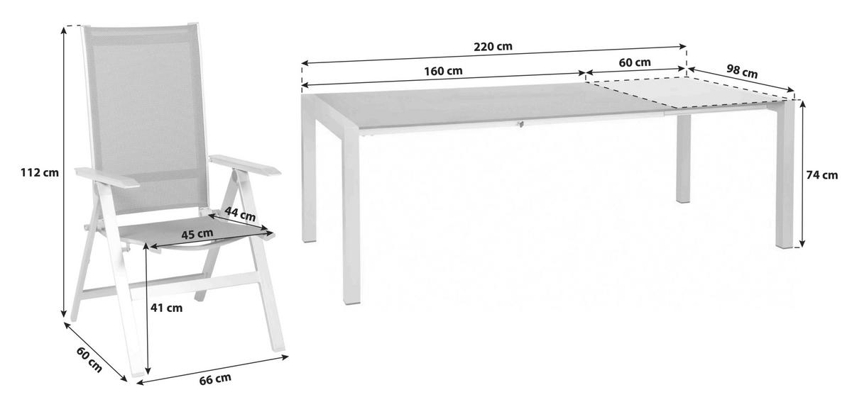 GARTENSET beschichtet Aluminium  - Anthrazit/Schwarz, Basics, Textil/Metall (160+60/98/74cm) - Acamp