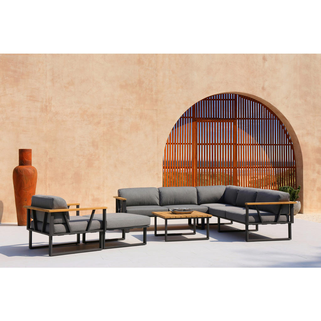 Thumbnail - Zebra Loungekissen Belvedere, Grau, Textil, Füllung: Schaumstoff, 73.5x12x73.5 cm, Outdoor-Kissen, Gartenstuhlauflagen