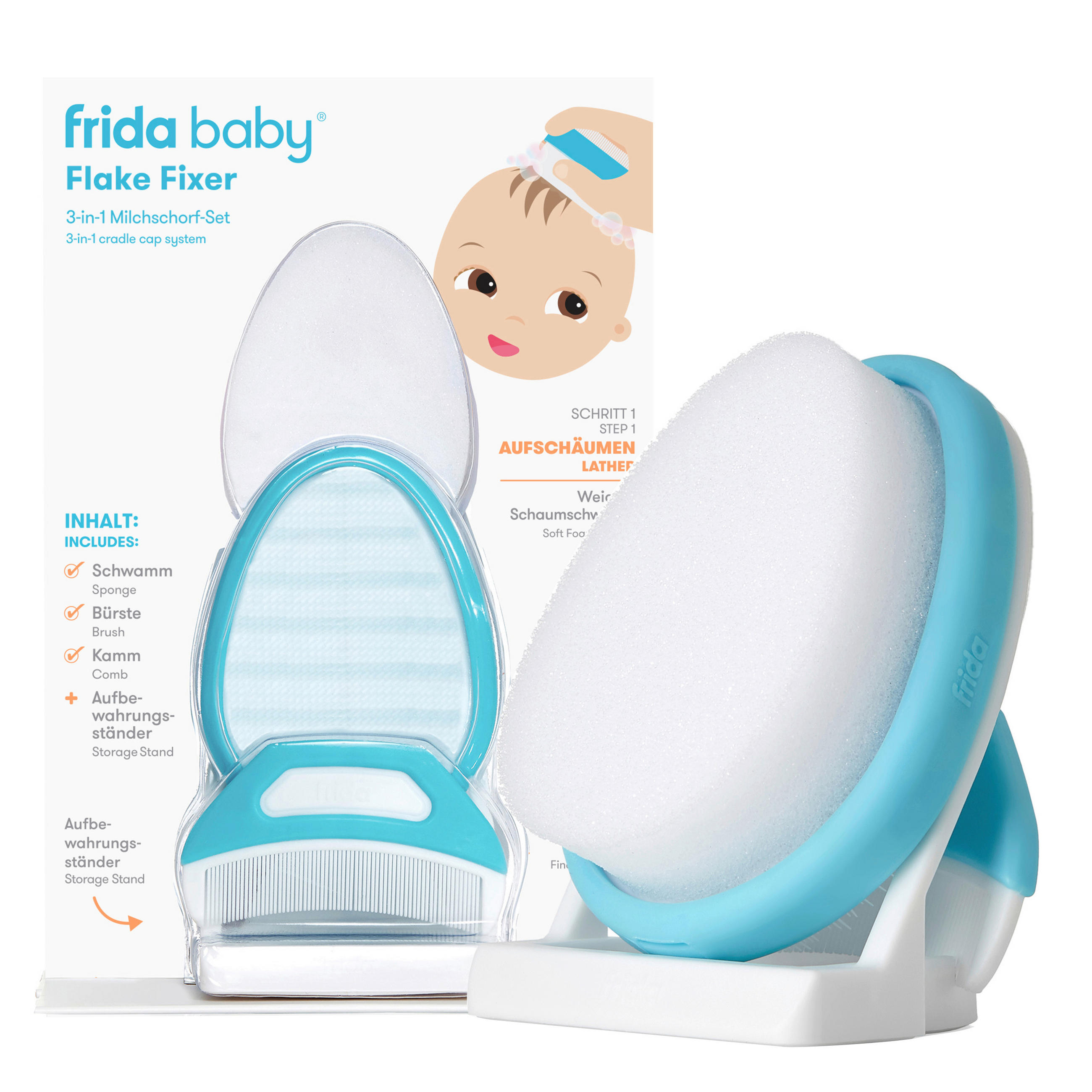 BABYKAMM UND BÜRSTE - Hellblau, Basics, Kunststoff (7/10/6cm) - frida