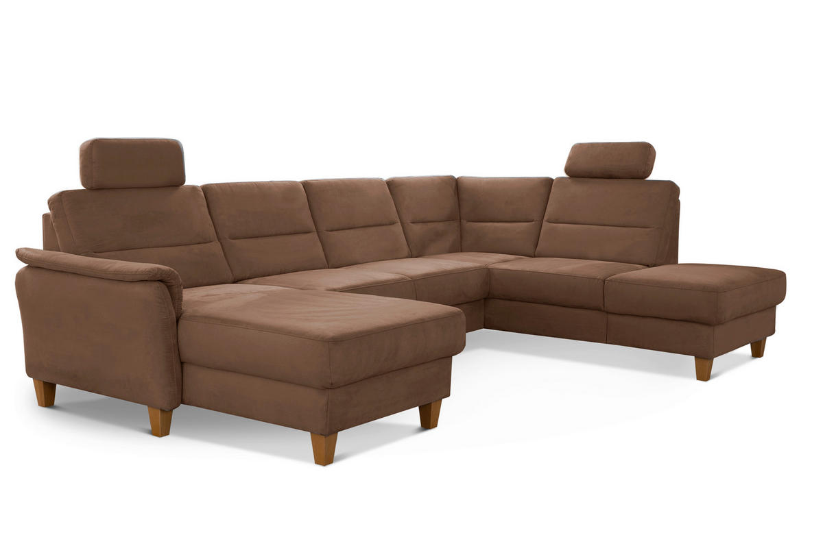 WOHNLANDSCHAFT in Mikrofaser Braun  - Eichefarben/Braun, Konventionell, Holz/Textil (163/308/212cm) - Sit & More