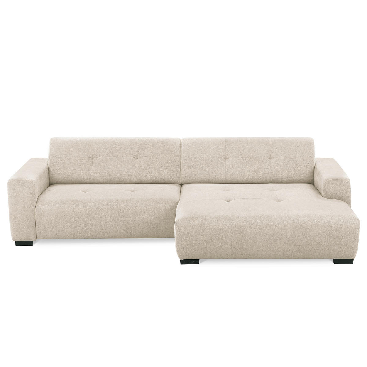 ECKSOFA AUSTIN Beige Flachgewebe Sitztiefenverstellung  - Beige/Schwarz, Design, Kunststoff/Textil (286/169cm) - Livetastic