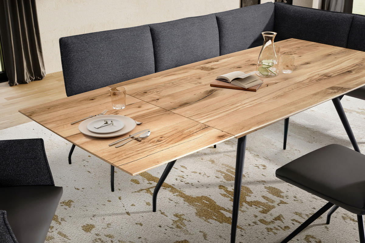 ECKBANK 225/165 cm Mikrofaser Anthrazit   - Anthrazit/Schwarz, Design, Textil/Metall (225/165cm) - Moderano