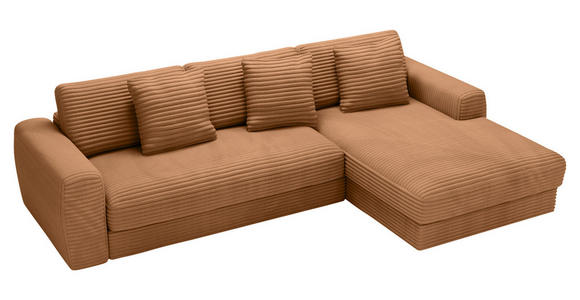 ECKSOFA in Cord Rostfarben  302/182 cm  - Rostfarben/Schwarz, MODERN, Kunststoff/Textil (302/182cm) - Carryhome