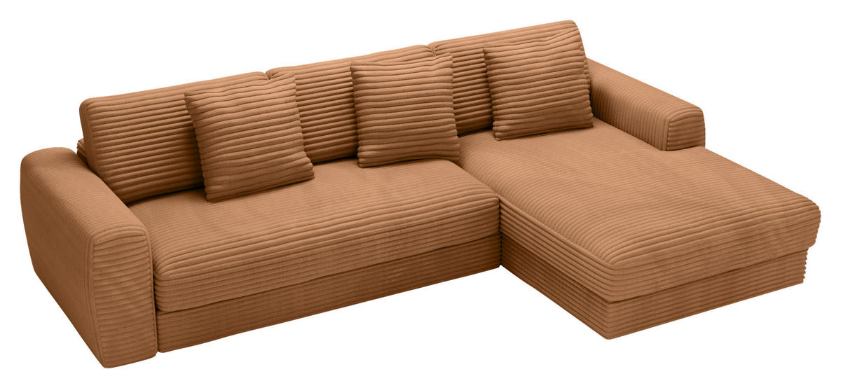 ECKSOFA in Cord Rostfarben  - Rostfarben/Schwarz, Modern, Kunststoff/Textil (302/182cm) - Carryhome