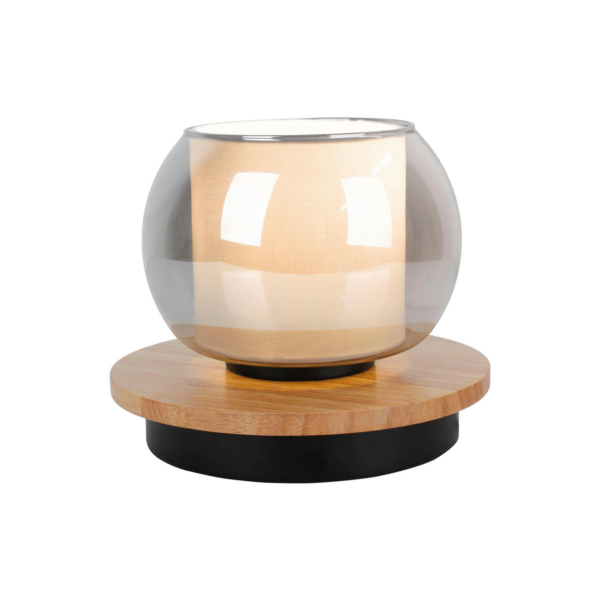 TISCHLEUCHTE 18/15 cm   - Schwarz/Weiß, Design, Glas/Holz (18/15cm) - Näve