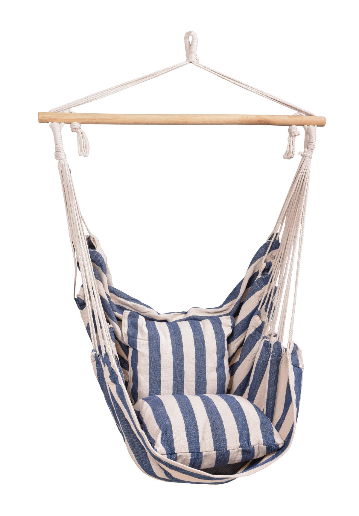 HÄNGESESSEL 65/120/90 cm Echtholz  - Blau/Weiß, Basics, Holz/Kunststoff (65/120/90cm) - Gardenson