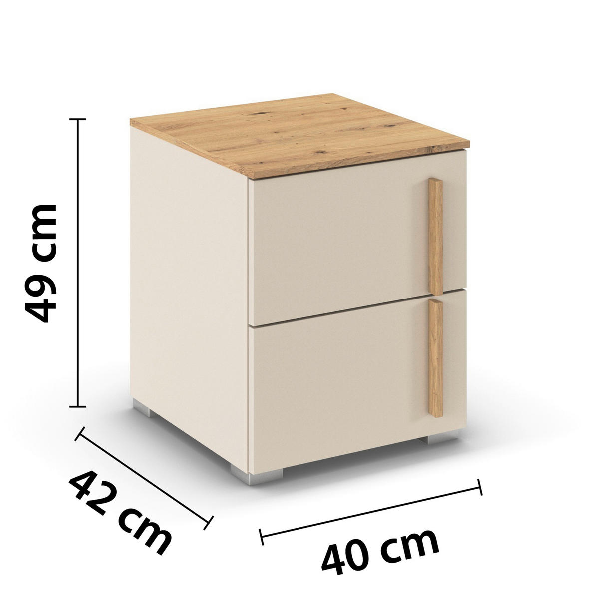NACHTSCHRANK 40/49/42 cm  - Champagner/Alufarben, Design, Holz/Holzwerkstoff (40/49/42cm) - Stylife