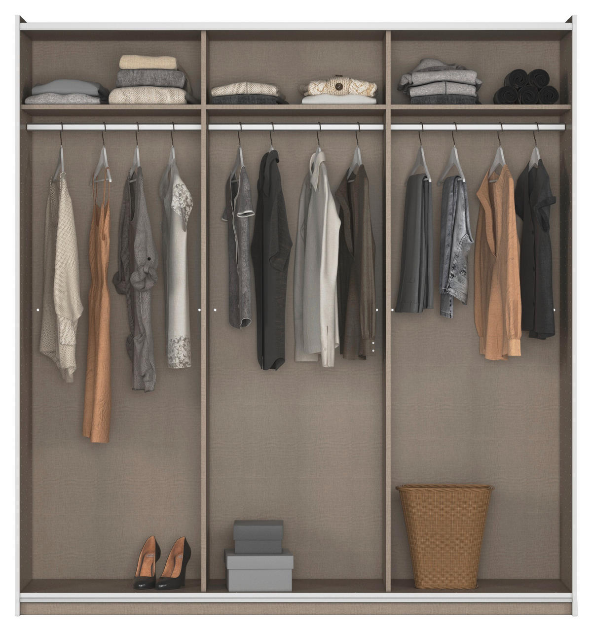 SCHWEBETÜRENSCHRANK Grau  - Grau, Trend, Holzwerkstoff/Metall (196/210/59cm) - Rauch Möbel