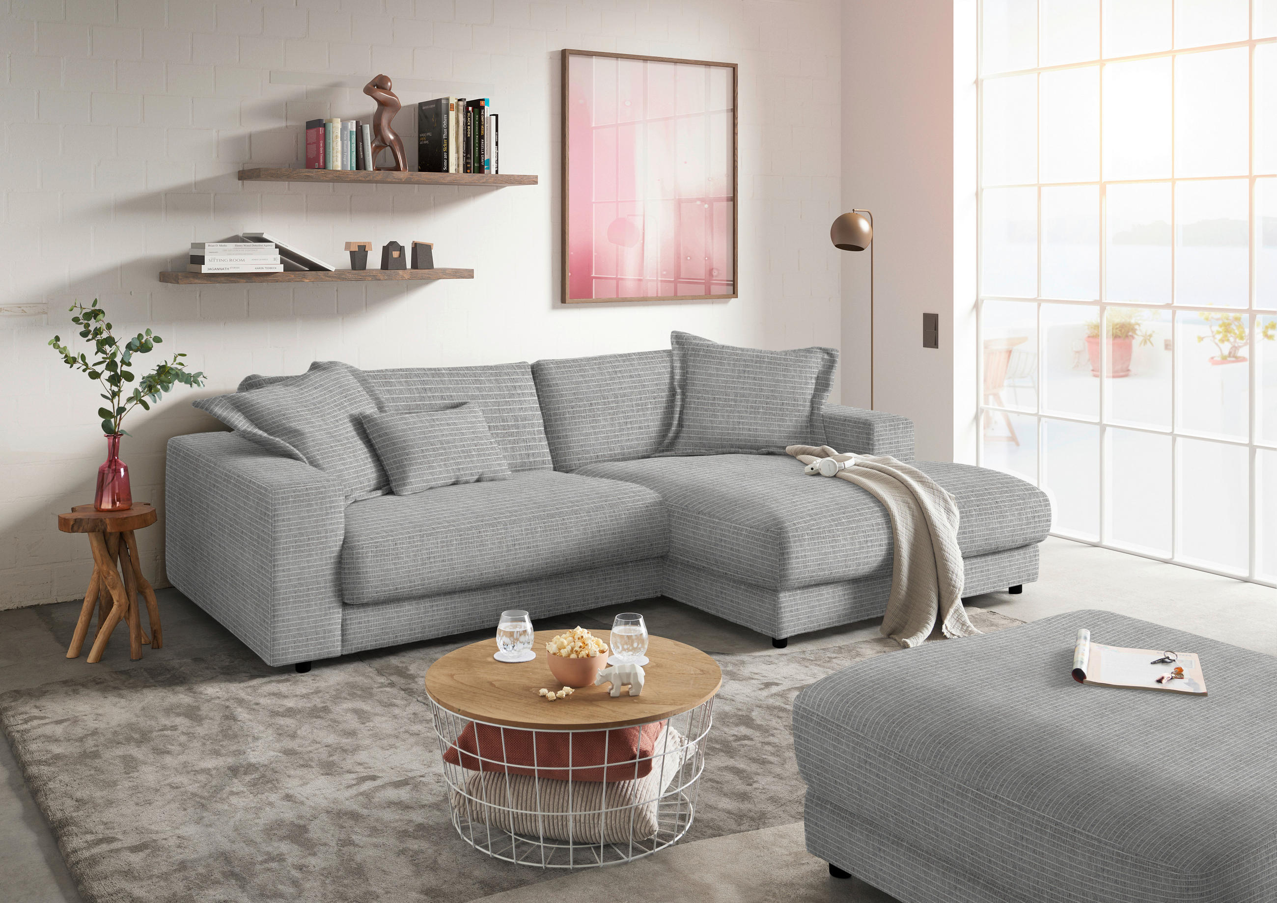 HOCKER in Textil Grau  - Schwarz/Grau, Design, Kunststoff/Textil (100/86/100cm) - Lomoco