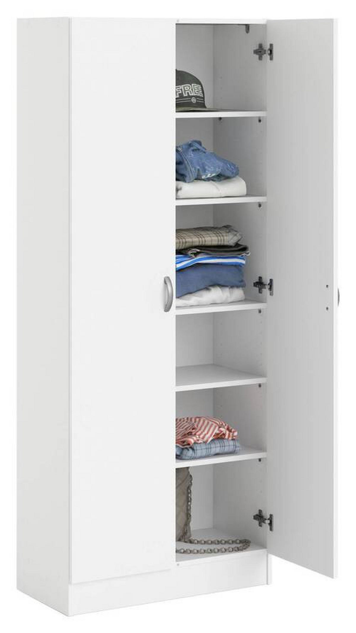 DREHTÜRENSCHRANK 69,2/170,4/34,6 cm 2-türig Weiß  - Silberfarben/Weiß, Basics, Holzwerkstoff/Metall (69,2/170,4/34,6cm) - MID.YOU